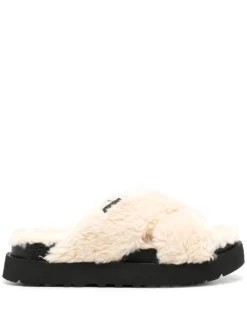Women UGG Fuzz Sugar Cross Slides